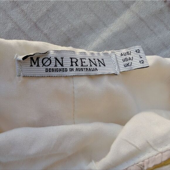 Anthro Mon Renn Magnolia Floral White and Yellow Women's Tiered Midi Skirt Large - Picture 6 of 6